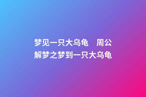 梦见一只大乌龟　周公解梦之梦到一只大乌龟